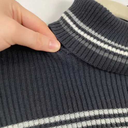 Karen Scott VTG 90s Womens M Black Stripe Ribbed Turtleneck Sweater Grunge Indie