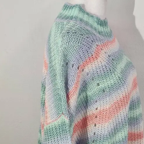 Hooked Up Pastel Stripe Sweater NWT Size XL Pink Purple Green Pastel Sweater