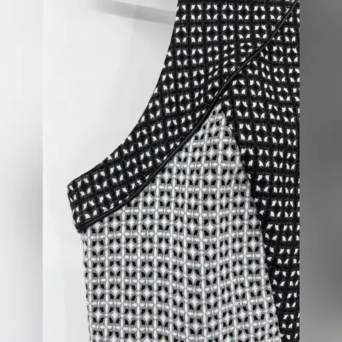 Zac Posen š NWT VOGUE Peplum Midi Dress Printed Stretch Zip Black Gray White 14