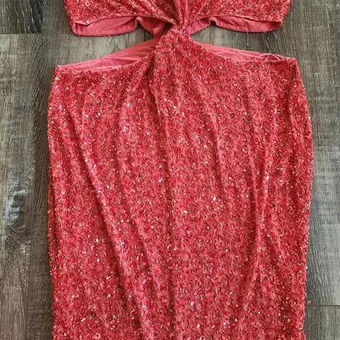 Retrofête Retrofete Katerina Sequin Dress in Calypso Coral Maxi Size XL NWT Halter