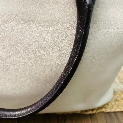 Brahmin Women’s Leather Cream Black Snake Skin Satchel Designer Handbag