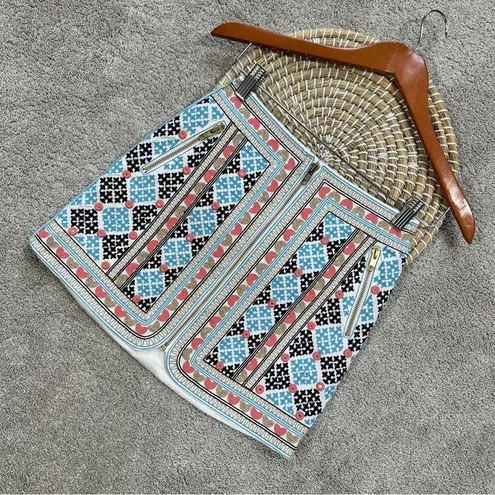 Majorelle  Women’s Port Mini Skirt in Summer Multi Coral Boho Embroidered Size XS