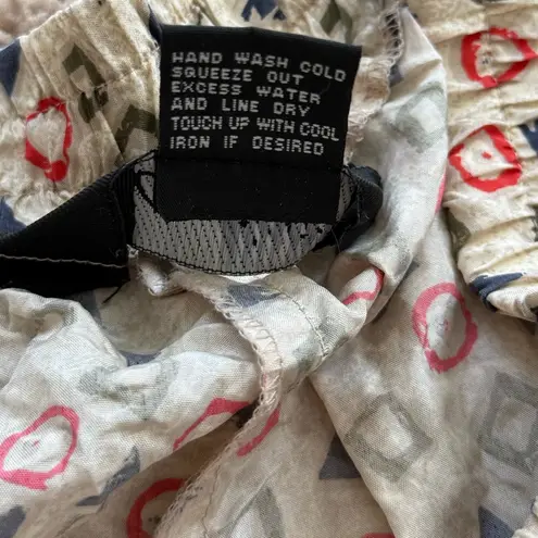 VINTAGE 100% SILK Options Melrose Geometric Print Pleated Shorts Womens Medium Red