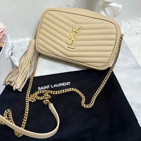 Saint Laurent Authentic Grain De Poudre Matelasse Chevron Lou Crossbody Bag
