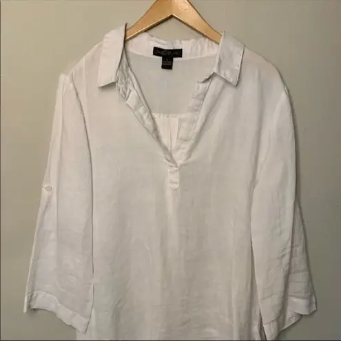 August Silk ✨ | 100% linen popover w/ roll/tab sleeve✨