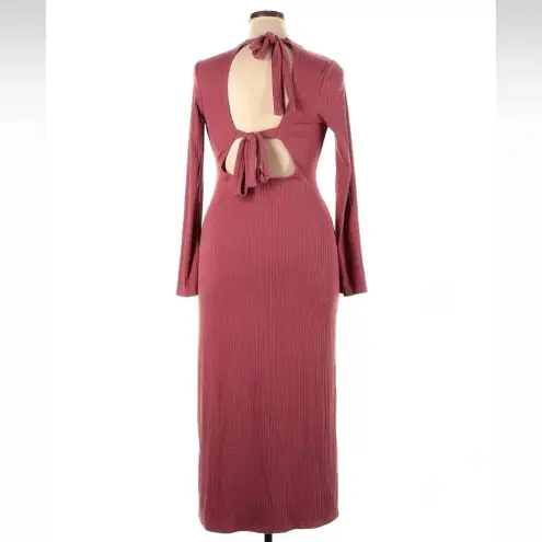 Reformation  Dusty Rose Rust Benedict Sweater Ribbed Midi Maxi Dress Size XL