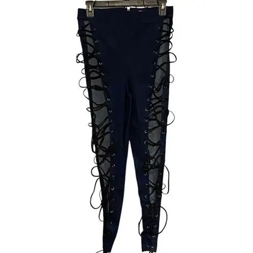 Hot & Delicious Dark Blue Lace-Up jeggings jeans Rave
Festival club wear - Image 6