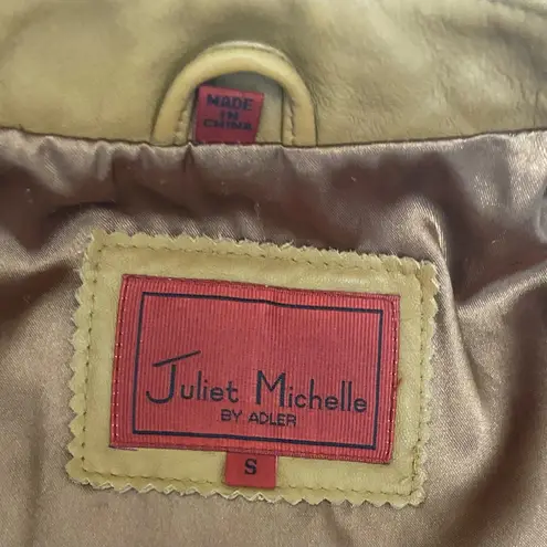 Juliet Michelle Tan Leather Jacket with Notched Lapels and Tailored Silhouette