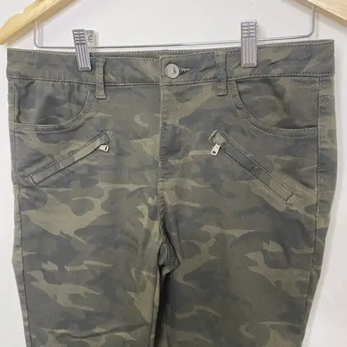 Zara Basic Denim Jeans Womens Size 8 Z1975 Moto Skinny Camo Zip Pockets Stretch
