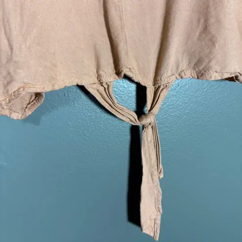 Sim & Sam Women's Peach Boho Minimalist Cropped Top - Size Medium - Tie Front