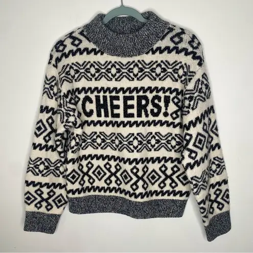 A New Day Fair Isle Mock Neck Cheers Chunky Knit Sparkle Sweater in XS Black - Image 1