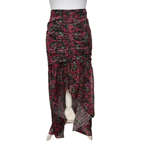Majorelle Giana Maxi Skirt Winter Berry Asymmetrical Floral Womens Size XXS