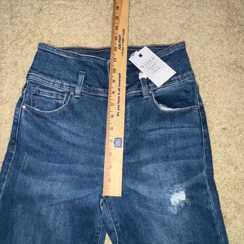 Risen LA Jeans triple button fly straight jeans 7/28 Distressed Wide Leg Blue