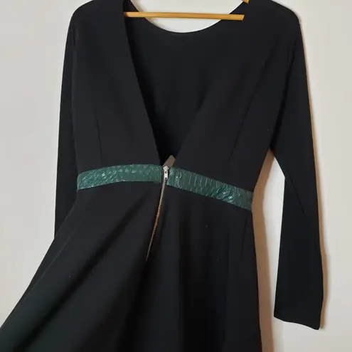 NBD Revolve  x Naven Twins Long Sleeve Skater Mini Dress Cut Out Green Belt Small