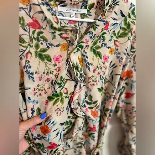 Julia Jordan Floral-Print Ruffled Midi Dress NWT size 14