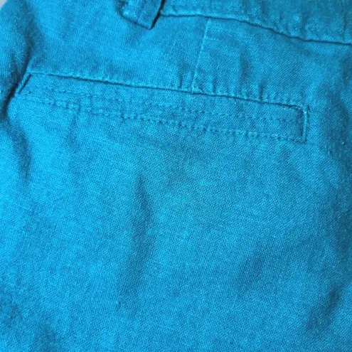 Pendleton Linen Blend Wide Leg Pants Womens 10 Teal Blue Lightweight Boho Casual