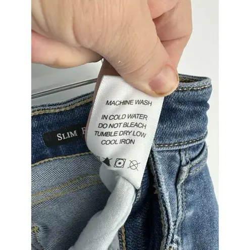 Judy Blue Slim Fit Tapered Jeans Medium Wash Size 29 Distressed