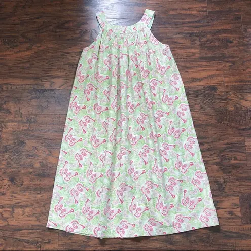 April Cornell • butterfly print cotton smock midi dress tent muumuu shift