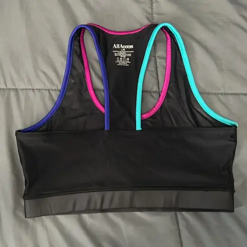 Bandier All Access Seam Shine Front Row Bra Size Large Black