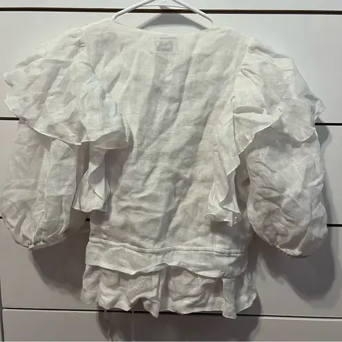 Pho Firenze White & Gold Wrap Front Blouse