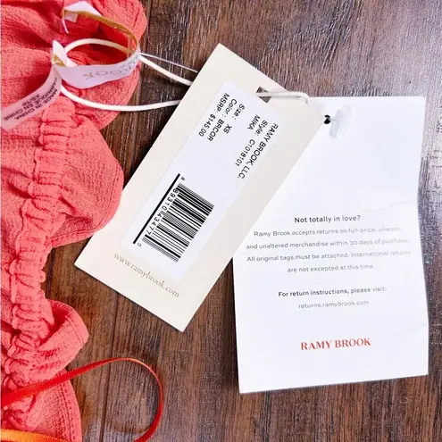 Ramy Brook • Mika Cover-Up Top crop strapless chiffon Coral peach tube blouson