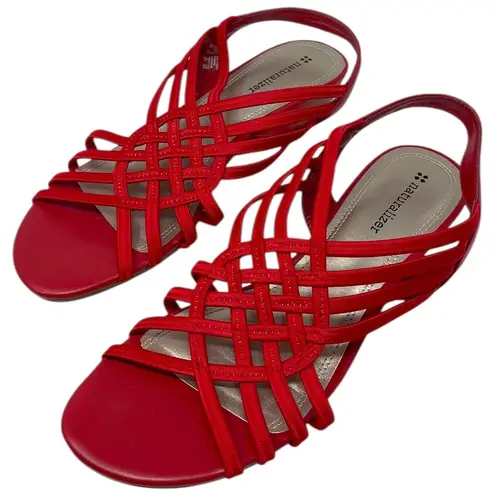 Naturalizer Red Strappy Slingback Wedge Sandals Women’s Size 8M