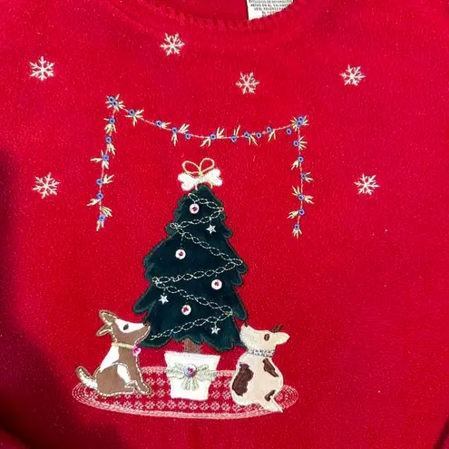 White Stag Red grandma christmas tree and puppy Christmas sweater