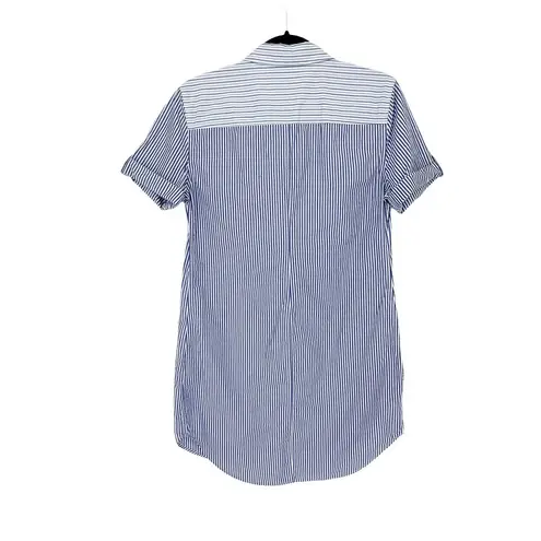 Equipment  Womens Small Shirt Dress Blue Striped Button Up Short Sleeve Collared