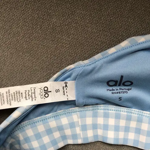 Alo Yoga Vapor Splendor Gingham Bra Blue Skies S