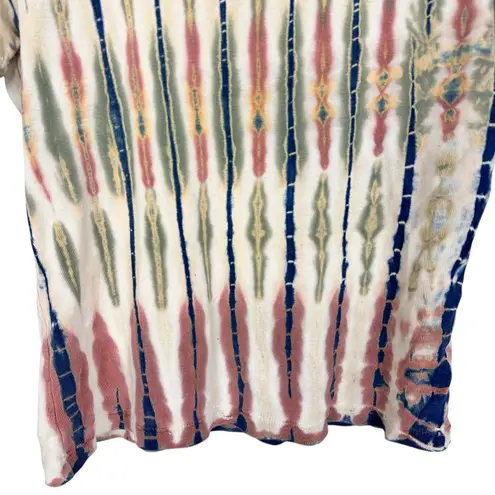 Vintage Y2K Grass Rags 100% Cotton Made in USA Ribbed Earthy Tie Dye Tee Sz M Blue
