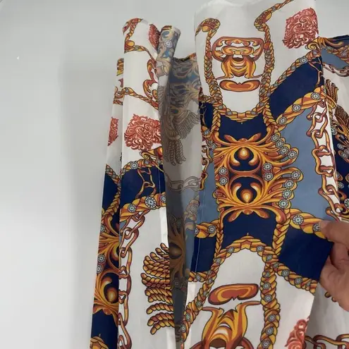 L'atiste by Amy Baroque Chain Maxi Dress Sz S Boho Glam Puff Sleeve Resort Y2K White