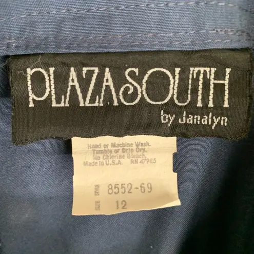 Vintage Plaza South belted midi dress spaghetti strap blue pleated skirt sz L Size L