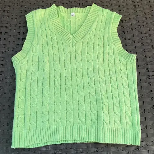 Bright Light Green Knit Sweater Vest Size M