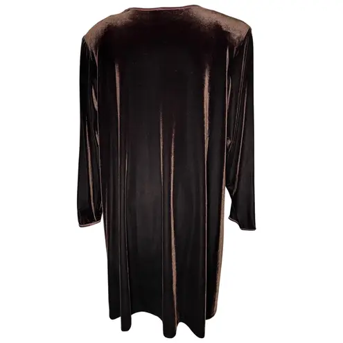 Micas Vintage 90s Mica Velvet Dress 1X NWT Brown Long Sleeve Cocktail Party Made USA