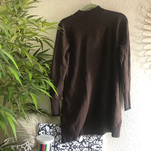 Chico's Chocolate brown Chico sweater long sleeve with black and gold buttons side slit (US Size M)