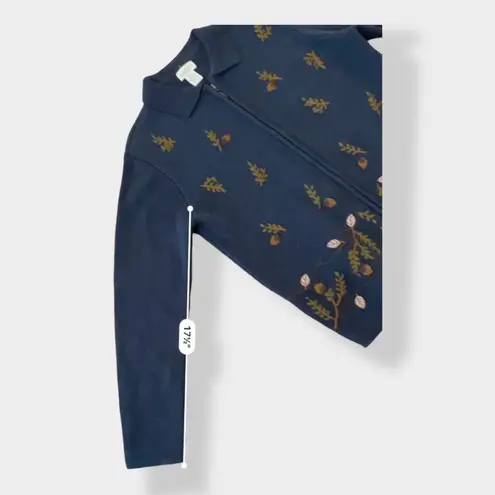 Classic Elements Vintage embroidered leaves cardigan sweater size M