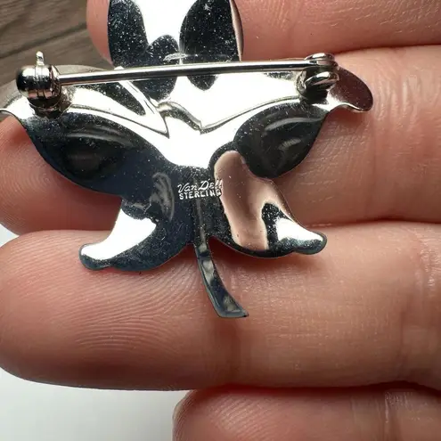 Van Dell Sterling Leaf Autumn Fall Enameled Brooch Pin Silver