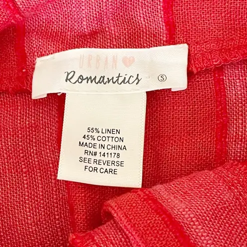 Urban Romantics linen blend red Striped Button Down midi dress