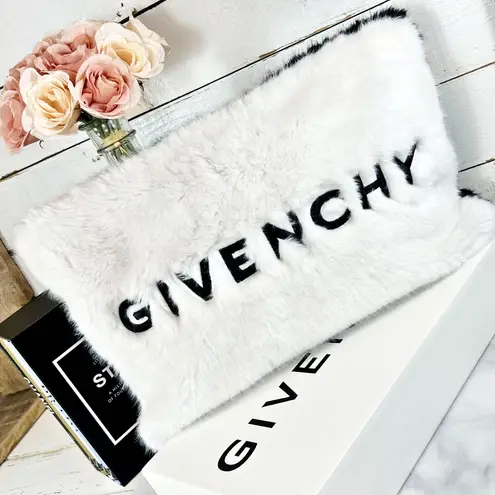 Givenchy Large Black & White Fur Two Tone GV3 Pouch/Clutch