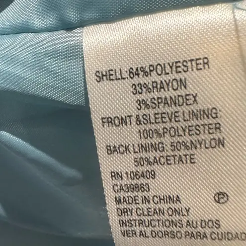 Tahari ASL ice blue open stitch blazer and dark gray skirt suit set size 10