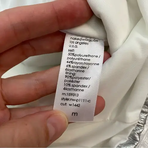 Naked Wardrobe  Oh So Tight Crocodile Faux Leather Leggings Silver‎ M