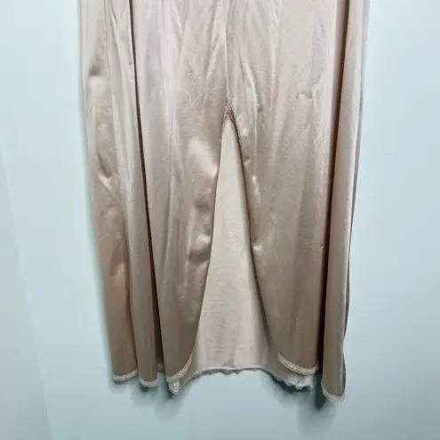 Vintage Lorraine Long Slip Beige USA made Lace trim Size 36 Tan