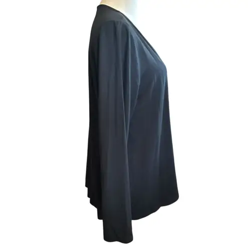 J. Jill Wearever Cardigan Jersey Duster Sweater Top Black Open SZ M Soft Slinky Size M