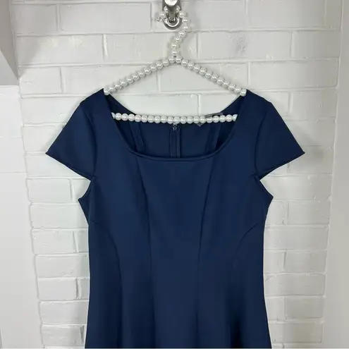 Donna Ricco New York Navy Scuba Mesh Trim Dress Size 16