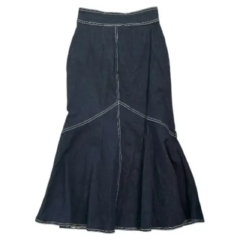 Azul By Moussy Japanese Brand Dark Denim Midi Skirt Front Slit Size Small