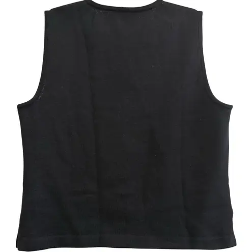 St. John St. John Wool Blend Knit Sleeveless V-Neck Black Shell Tank Top Vest Small