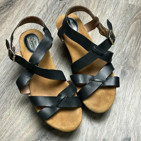 Leather Platform Sandals by I Love Comfort Size 10 Medium Black