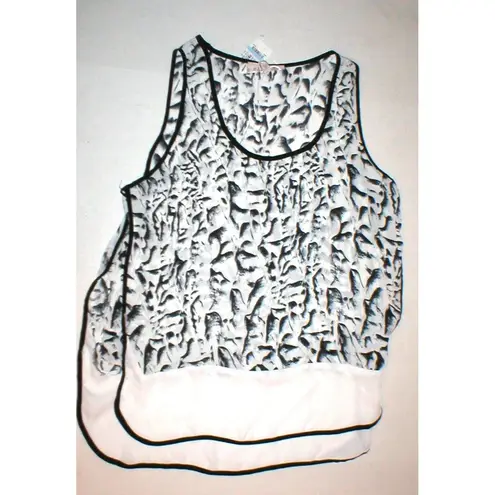 Philosophy New Womens NWT  Top Black White Tank 10 12 Print Nordstrom Contrast