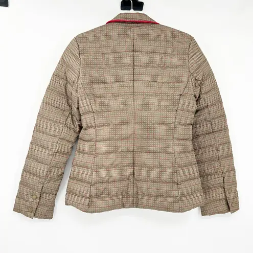 Boden Womens Winter Plaid Houndstooth Snap Feather Down Puffer Jacket Size 4 Brown - Image 7