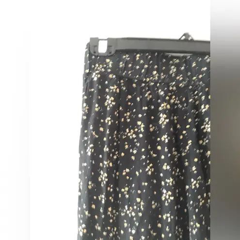 Ganni Black Floral Print Crepe Trousers in Ditzy Floral Size 34 or XS